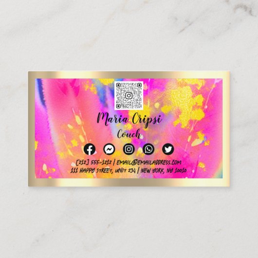 Aangepaste Logo QR Code Roze Gold Sociale Media Visitekaartje (Achterkant)