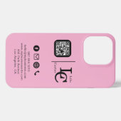 Aangepaste Logo QR-code Roze Zakelijke iPhone-hoes iPhone Hoesje (Achterkant horizontaal)