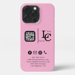 Aangepaste Logo QR-code Roze Zakelijke iPhone-hoes iPhone 13 Pro Hoesje