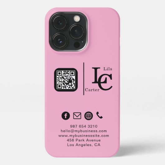 Aangepaste Logo QR-code Roze Zakelijke iPhone-hoes iPhone Hoesje (Achterkant)