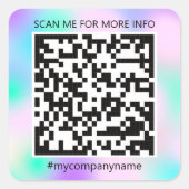 Aangepaste Logo QR-code Scan me Naam Blauw Vierkante Sticker (Voorkant)