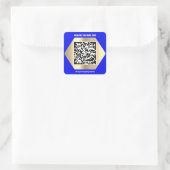 Aangepaste Logo QR-code Scan me Naam Gold Blue Mod Vierkante Sticker (Tas)