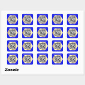 Aangepaste Logo QR-code Scan me Naam Gold Blue Vierkante Sticker (Vel)