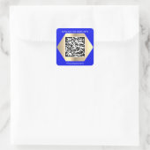 Aangepaste Logo QR-code Scan me Naam Gold Blue Vierkante Sticker (Tas)