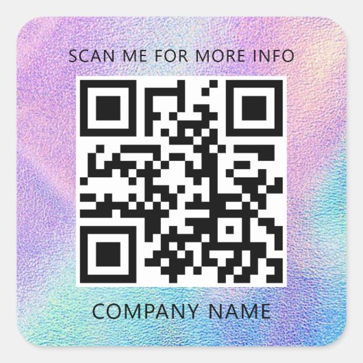 Aangepaste Logo QR-code Scan me naam holografisch Vierkante Sticker (Voorkant)