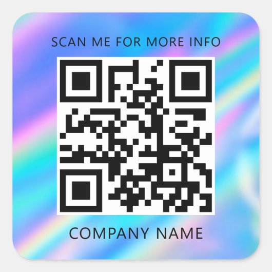 Aangepaste Logo QR-code Scan me naam holografisch  Vierkante Sticker (Voorkant)