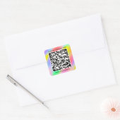 Aangepaste Logo QR-code Scan me Naam Regelboog Vierkante Sticker (Envelop)