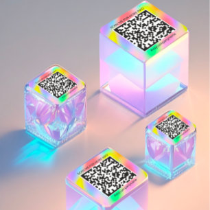 Aangepaste Logo QR-code Scan me Naam Regelboog Vierkante Sticker