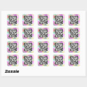 Aangepaste Logo QR-code Scan me Naam Roze Vierkante Sticker (Vel)