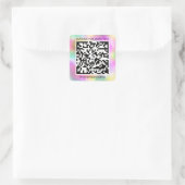 Aangepaste Logo QR-code Scan me Naam Roze Vierkante Sticker (Tas)