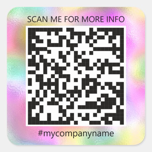 Aangepaste Logo QR-code Scan me Naam Roze Vierkante Sticker (Voorkant)