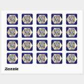 Aangepaste Logo QR-code Scan me Name Blue Navy Vierkante Sticker (Vel)