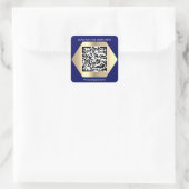 Aangepaste Logo QR-code Scan me Name Blue Navy Vierkante Sticker (Tas)