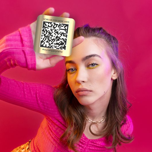 Aangepaste Logo QR-code Scan me Name Gold Vierkante Sticker