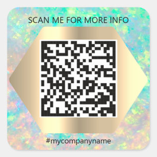 Aangepaste Logo QR-code Scan me Name Holographic Vierkante Sticker