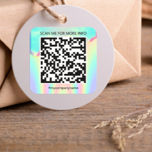 Aangepaste Logo QR-code Scan me Name Holographic Vierkante Sticker
