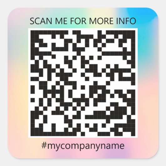 Aangepaste Logo QR-code Scan me Name Roos Vierkante Sticker (Voorkant)