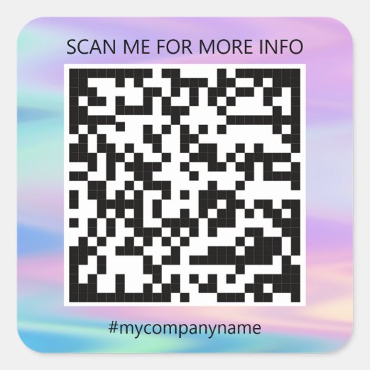 Aangepaste Logo QR-code Scannen Ik noem Holograaf Vierkante Sticker (Voorkant)