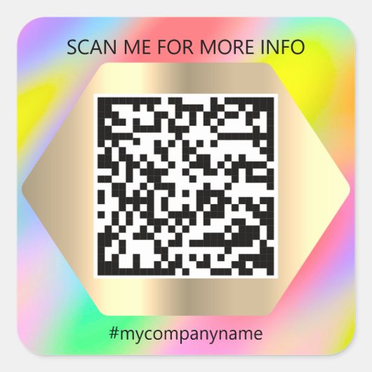Aangepaste Logo QR-code Scannen Ik noem Holograaf Vierkante Sticker (Voorkant)