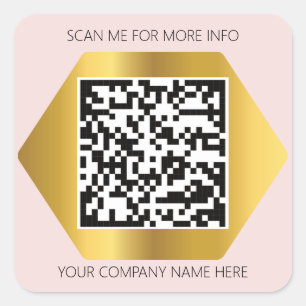 Aangepaste Logo QR-code Scannen naar roze goud Vierkante Sticker