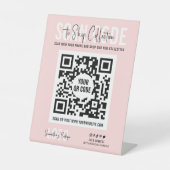 Aangepaste Logo QR-code Scannen naar winkelroze en Reclamebord Met Voetstuk (Voorkant)