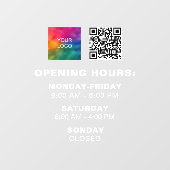 Aangepaste Logo QR Code Sjabloon Openingstijden Kl Raamsticker (Vel)