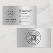 Aangepaste Logo QR Code Social Media Iconen Faux S Visitekaartje (Voorkant / Achterkant)