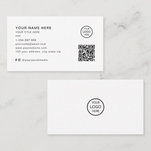 Aangepaste Logo QR Code Social Media Professional Visitekaartje (Voorkant / Achterkant)