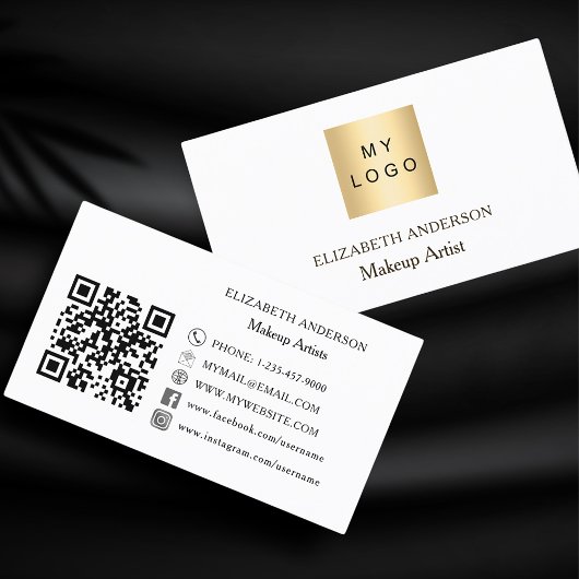 Aangepaste logo Qr code social media wit zwart Visitekaartje