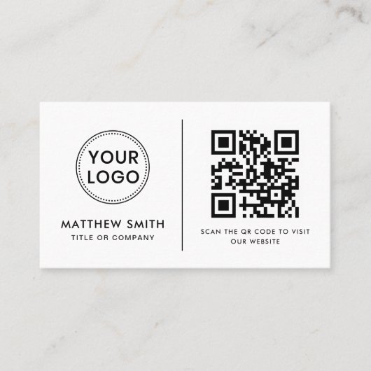 Aangepaste logo QR-code sociale media modern minim Visitekaartje (Voorkant)