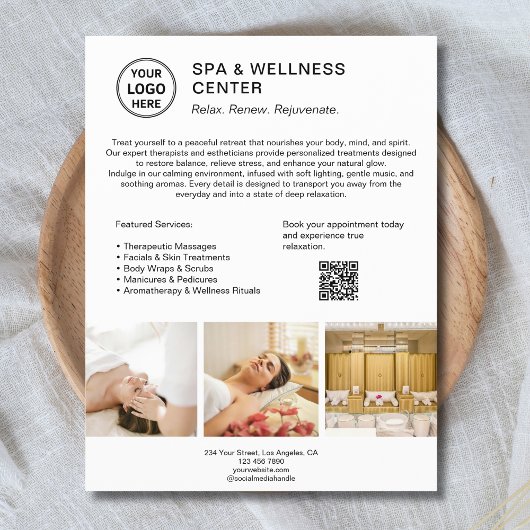 Aangepaste Logo QR Code Spa Wellness Center Zakeli Flyer