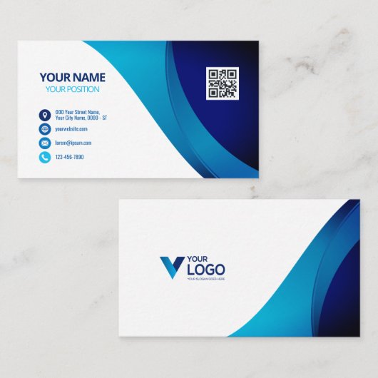 Aangepaste Logo QR-code Stijlvol Modern Profession Visitekaartje (Voorkant / Achterkant)
