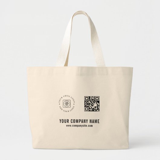 Aangepaste Logo QR-code Tekst Branding Promotionee Grote Tote Bag (Voorkant)