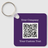 Aangepaste Logo QR Code Tekst Paarse Bedrijf Sleutelhanger (Voorkant)