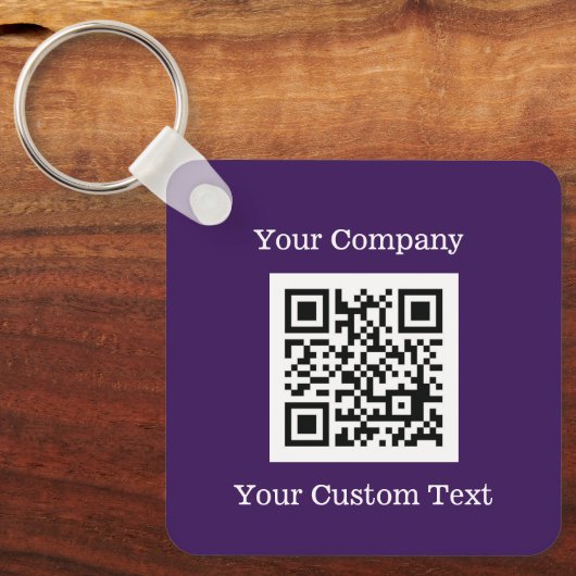 Aangepaste Logo QR Code Tekst Paarse Bedrijf Sleutelhanger (Voorkant)