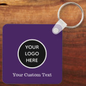 Aangepaste Logo QR Code Tekst Paarse Bedrijf Sleutelhanger (Achterkant)