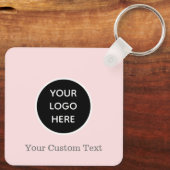 Aangepaste Logo QR Code Tekst Pink Company Sleutelhanger (Achterkant)