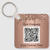 Aangepaste Logo QR Code Tekst Pink Company Sleutelhanger (Voorkant)