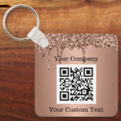 Aangepaste Logo QR Code Tekst Pink Company Sleutelhanger (Voorkant)