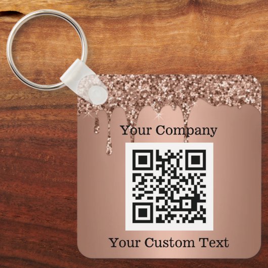 Aangepaste Logo QR Code Tekst Pink Company Sleutelhanger (Voorkant)