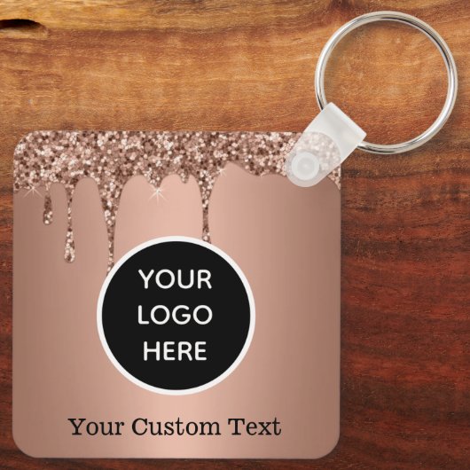 Aangepaste Logo QR Code Tekst Pink Company Sleutelhanger (Achterkant)