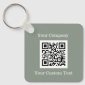 Aangepaste Logo QR Code Tekst Sage Green Company Sleutelhanger (Voorkant)