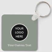 Aangepaste Logo QR Code Tekst Sage Green Company Sleutelhanger (Achterkant)
