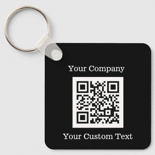 Aangepaste Logo QR Code Tekst Zwart Bedrijf Sleutelhanger (Voorkant)
