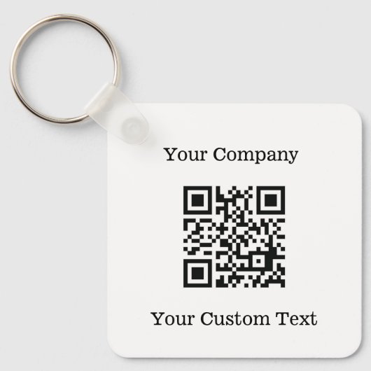 Aangepaste Logo QR Code Tekst Zwart Bedrijf Sleutelhanger (Voorkant)