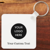 Aangepaste Logo QR Code Tekst Zwart Bedrijf Sleutelhanger (Achterkant)