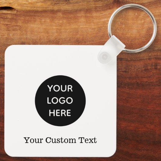 Aangepaste Logo QR Code Tekst Zwart Bedrijf Sleutelhanger (Achterkant)