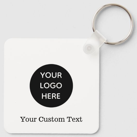 Aangepaste Logo QR Code Tekst Zwart Bedrijf Sleutelhanger (Achterkant)