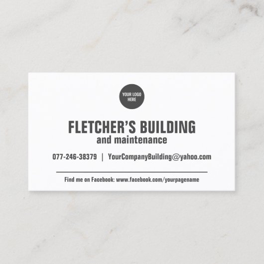 Aangepaste Logo QR-code voor de bouwconstructie Visitekaartje (Voorkant)