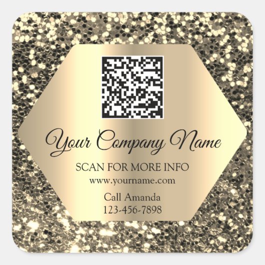 Aangepaste Logo QR-code voor speciale acties Gold  Vierkante Sticker (Voorkant)
